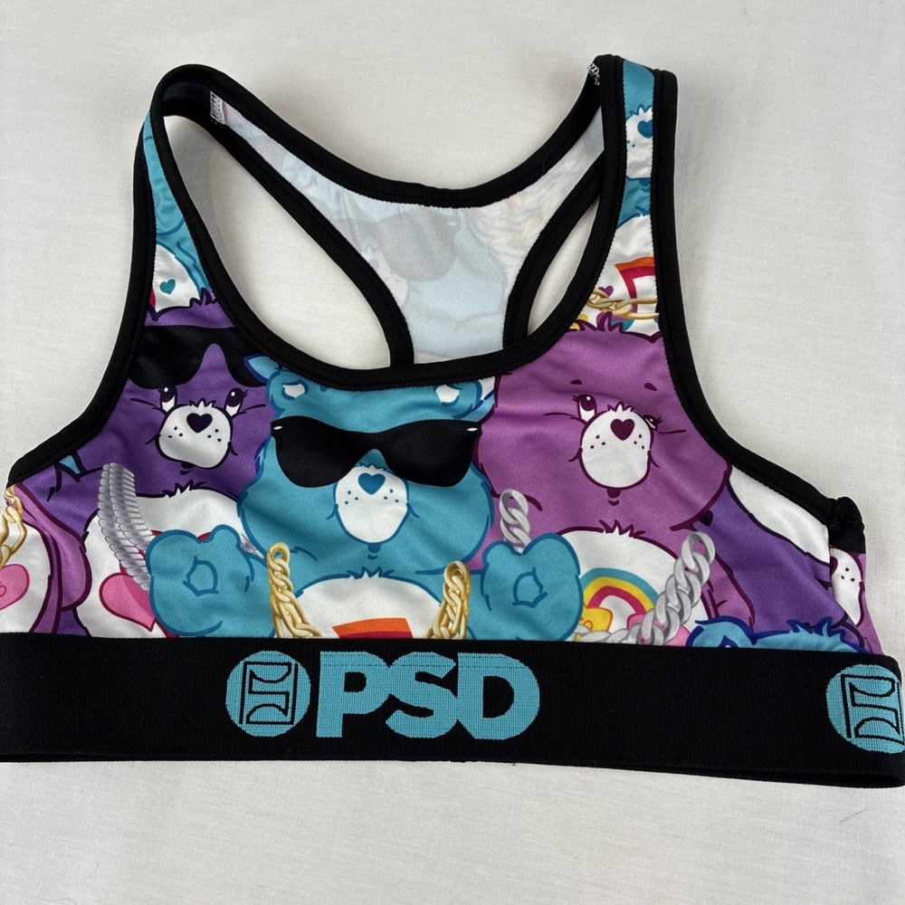 PSD Underwear Care BearsFlair Sports Bra Purple Blue Grumpy Share Bear Small